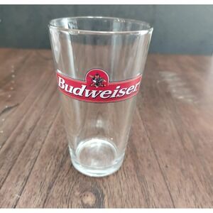 Budweiser Pint Glass‎ 16 oz Beer Barware Red Bowtie Logo Libbey Style Clear Pub